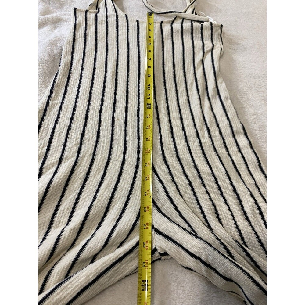Chelsea & Violet Striped Jumpsuit Women XS Cream Black Tie Strap Wide Leg Romper - Picture 9 of 10
